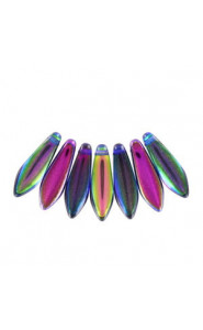 Czech Glass Daggers beads 5x16mm Crystal magic blue 00030-95100